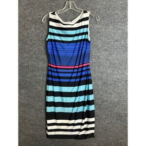 Vintage Cache Womens Sheath Dress Size Small Striped Multi Color Sleeveless Y2K
